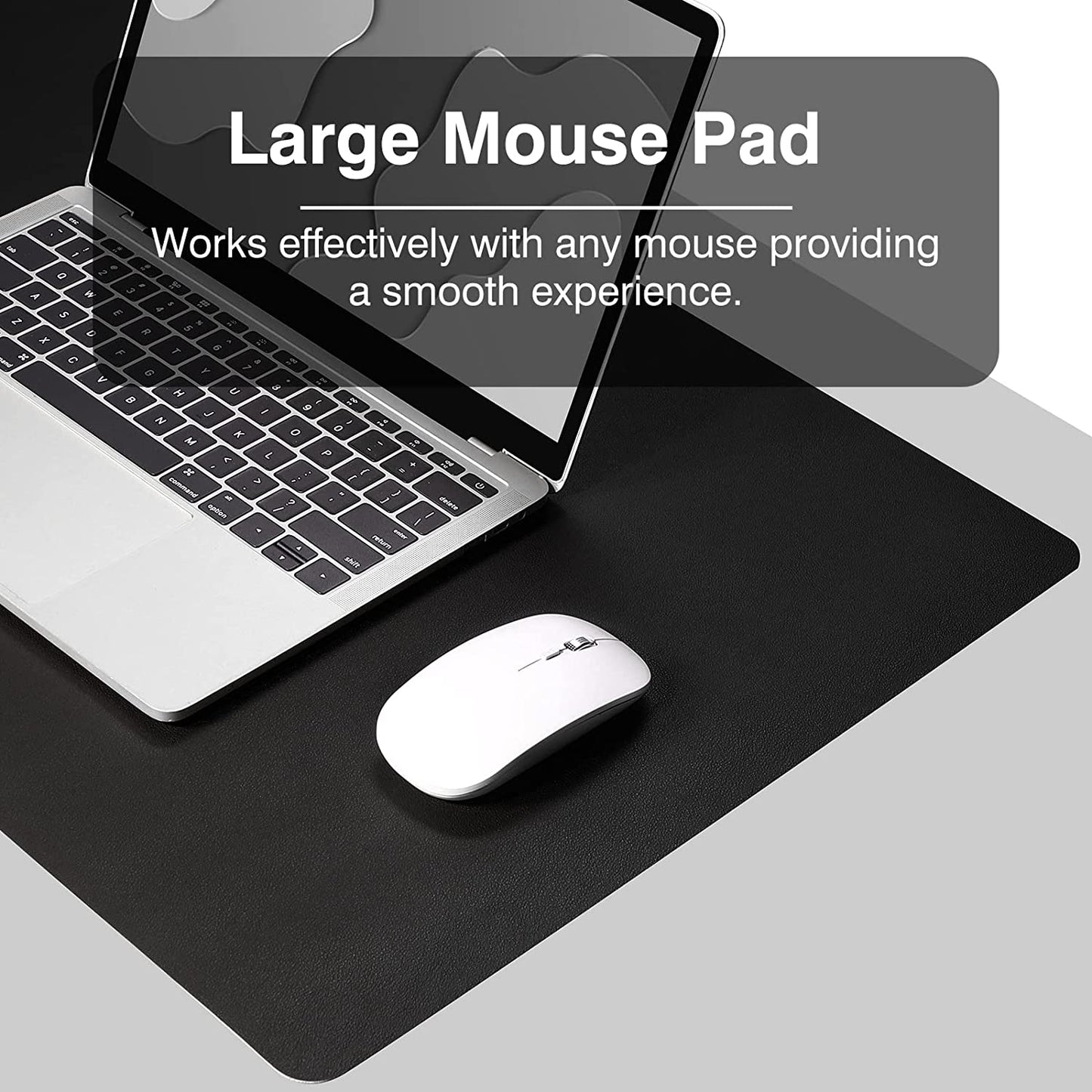 Dual Sided Desk Pad, Large Desk Mat, Waterproof Desk Blotter Protector Mouse Pad, Leather Desk Pad Large for Keyboard and Mouse (24" X 14", Black)