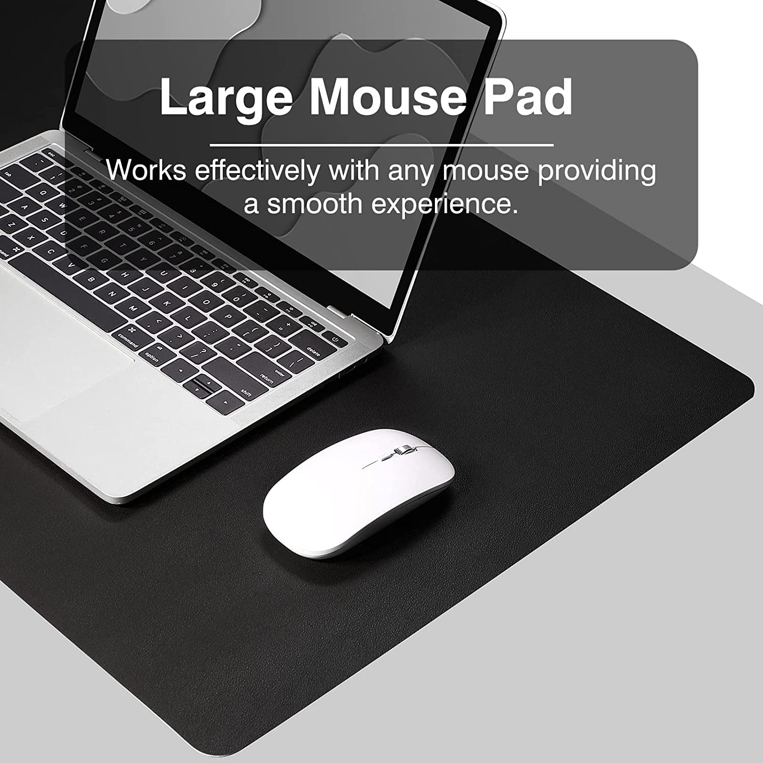 Dual Sided Desk Pad, Large Desk Mat, Waterproof Desk Blotter Protector Mouse Pad, Leather Desk Pad Large for Keyboard and Mouse (24" X 14", Black)
