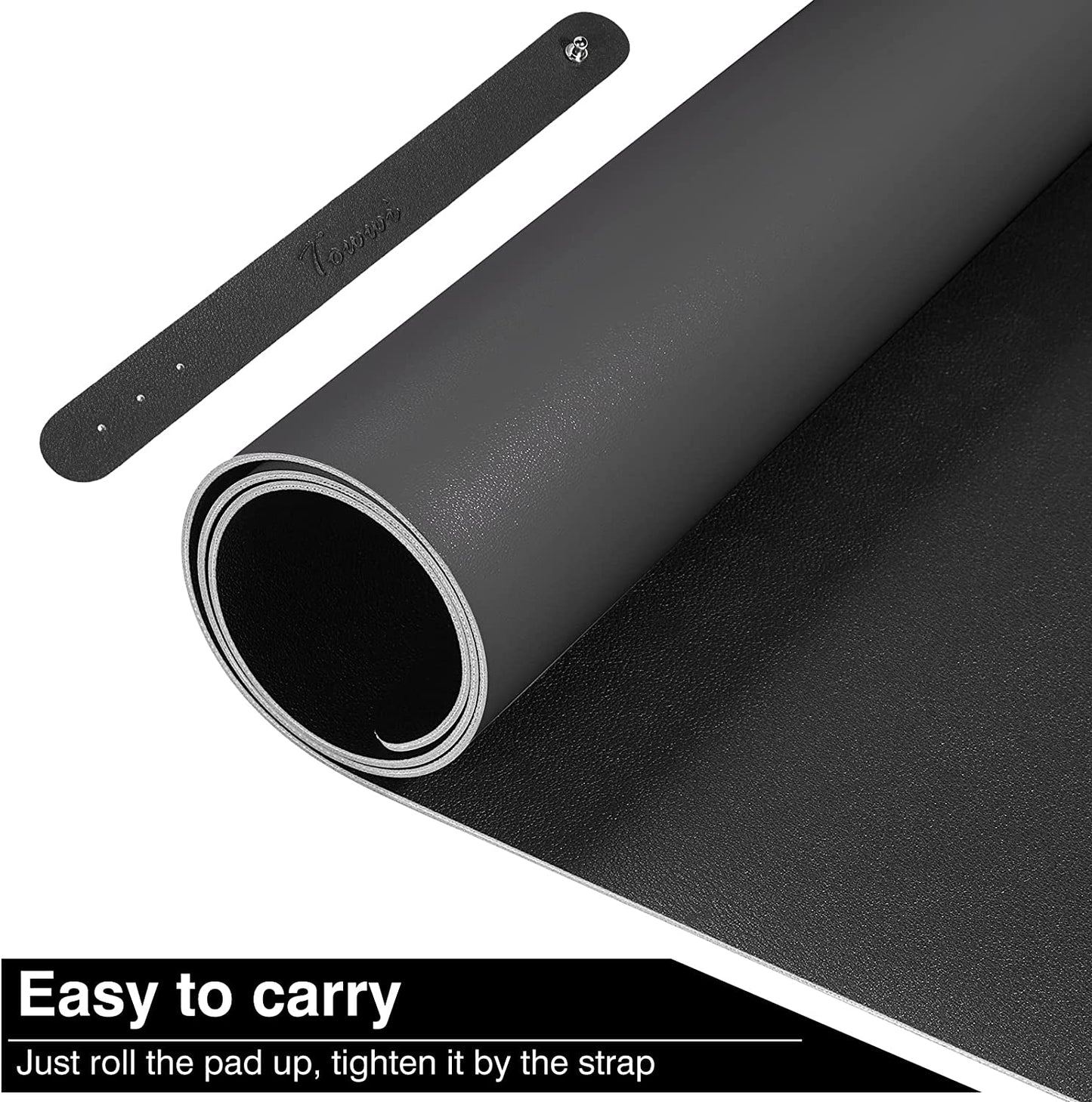 Dual Sided Desk Pad, Large Desk Mat, Waterproof Desk Blotter Protector Mouse Pad, Leather Desk Pad Large for Keyboard and Mouse (24" X 14", Black)