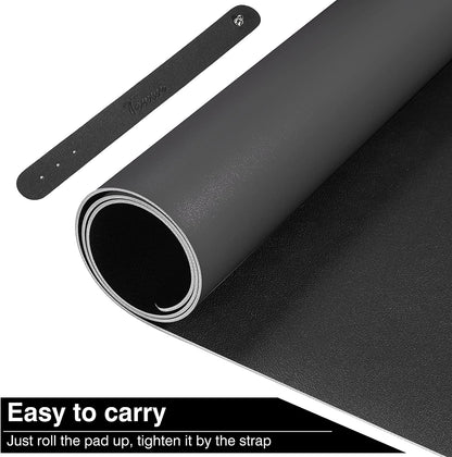 Dual Sided Desk Pad, Large Desk Mat, Waterproof Desk Blotter Protector Mouse Pad, Leather Desk Pad Large for Keyboard and Mouse (24" X 14", Black)